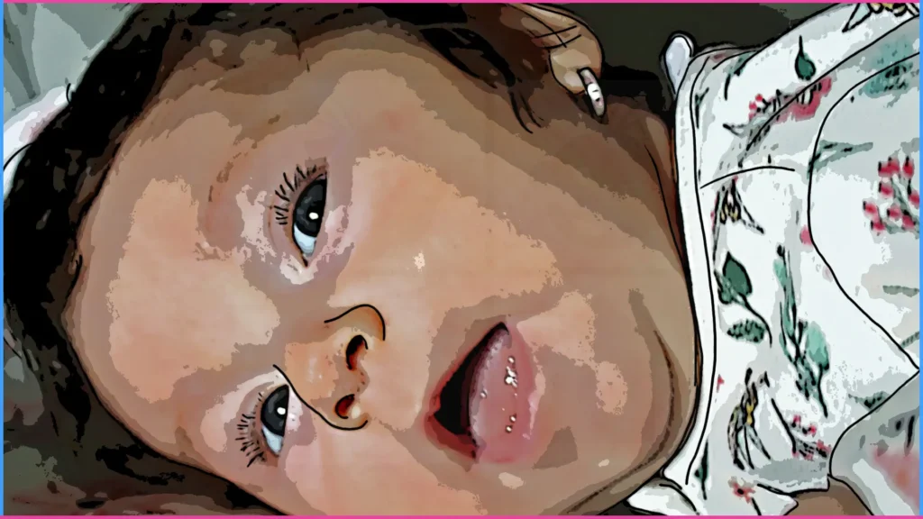 3 hónapos baba tátott szájjal figyel