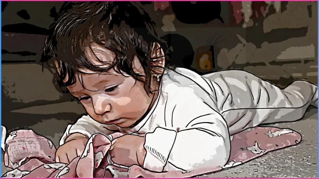 4 hónapos baba szőnyegen hasal