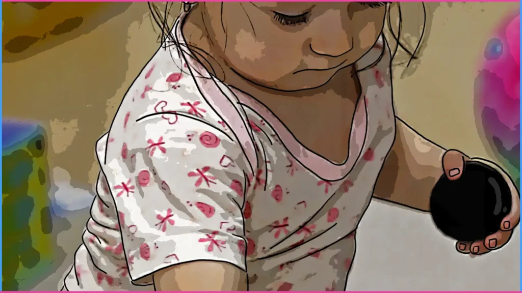 1-1,5 éves kislány játszik