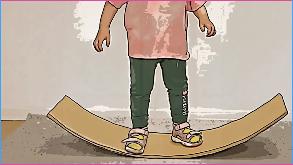 Egy-másfél éves gyermek, mozgás egyensúlyozó pallón