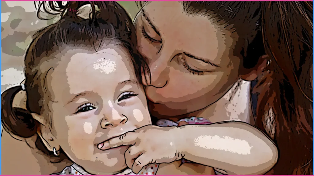 Anya puszilja babáját