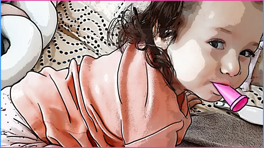 12 hónapos baba szájában ujjfogkefével