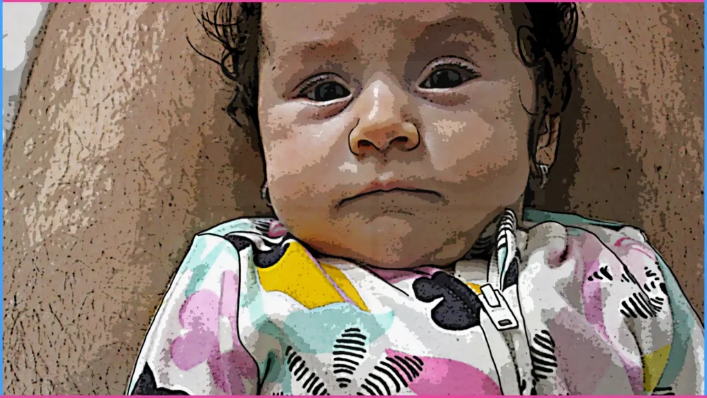 5 hónapos baba apukája ölében, megtámasztva ül