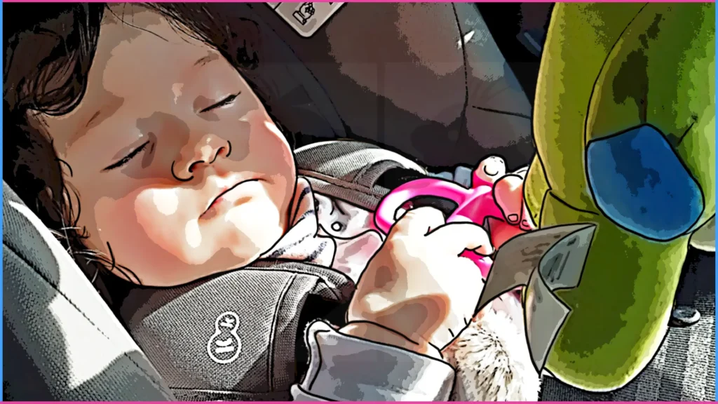 7 hónapos baba utazás közben alszik