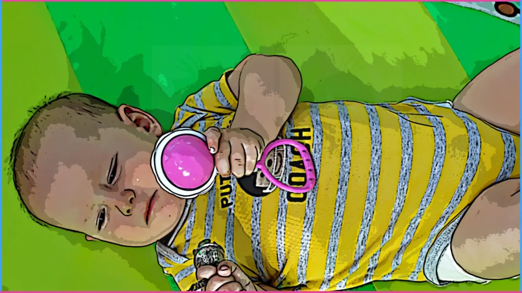 8 hónapos baba csörgővel