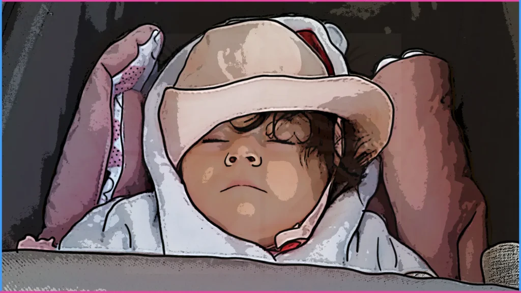 9 hónapos baba babakocsiban alszik