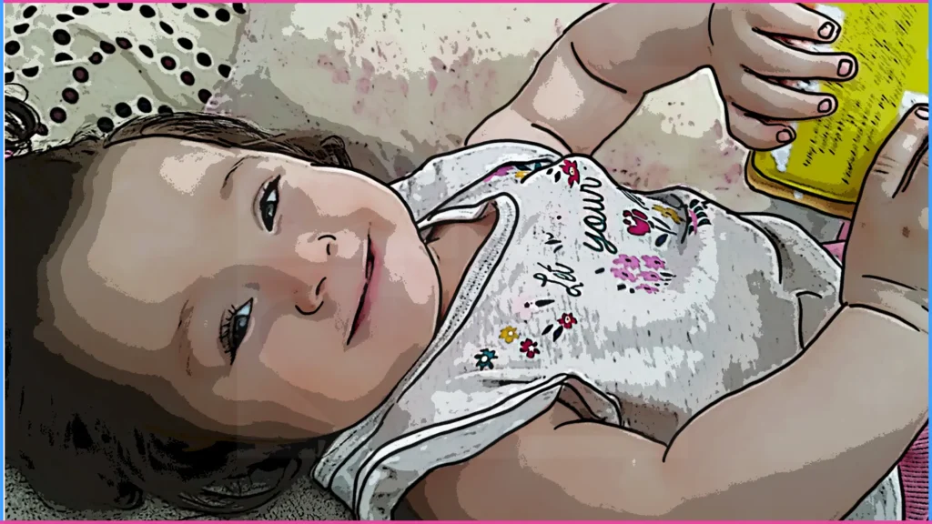 10 hónapos baba háton fekve játszik